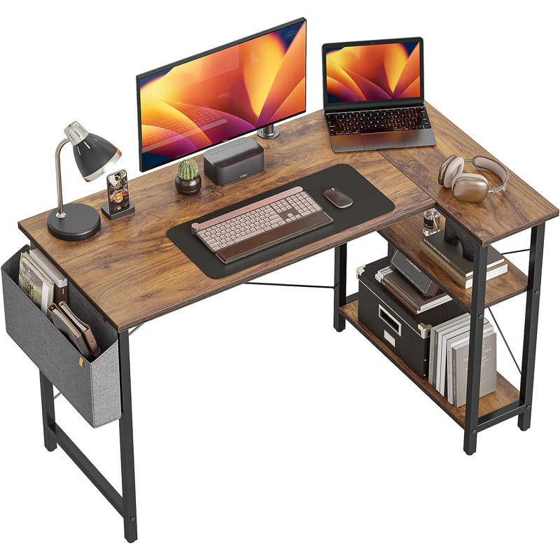 Anacleta L-Shape Desk, 28.7" H x 40" W x 27.5" D, Brown