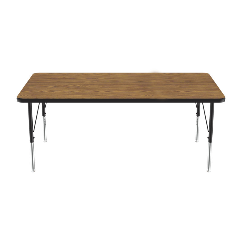 Table d'activité rectangulaire à hauteur ajustable, H 29 po x L 72 po x l 30 po, Chêne moyen
