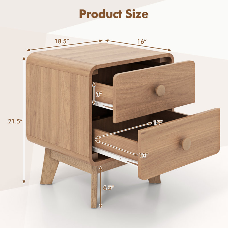 Table de chevet Kayslee, Brun, Ensemble de 2