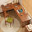Walnut L-Shaped Solid Wood desks-108205579-108205581