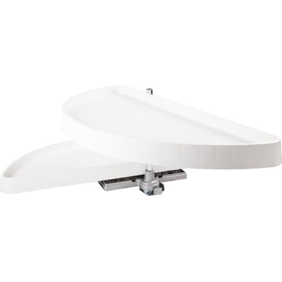32" Half-Moon Lazy Susan Set with White Plastic Trays