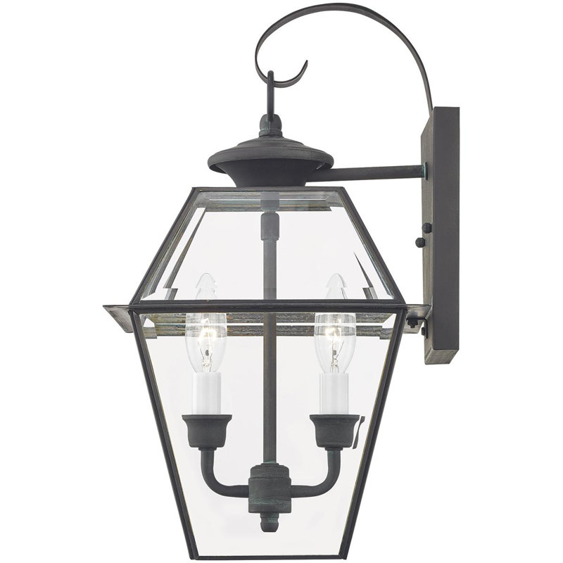 Lanterne murale d'extérieur 9 pouces 2 lumières, verre biseauté transparent, luminaire suspendu, Gris anthracite