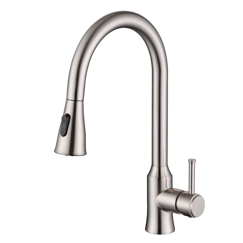 SUMERAIN Pull Down Kitchen Sink Faucet Single Handle Single Hole Lead Free, Brushed Nickel