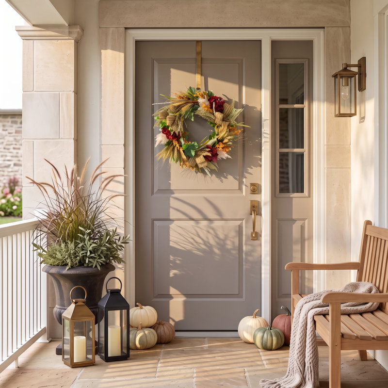 26" Fall Wreath with Hydrangeas and Bows