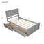 Lit plateforme simple avec 2 tiroirs sur roulettes, gris, bois massif et tiroirs en matériaux, finition grise, et-1386702134