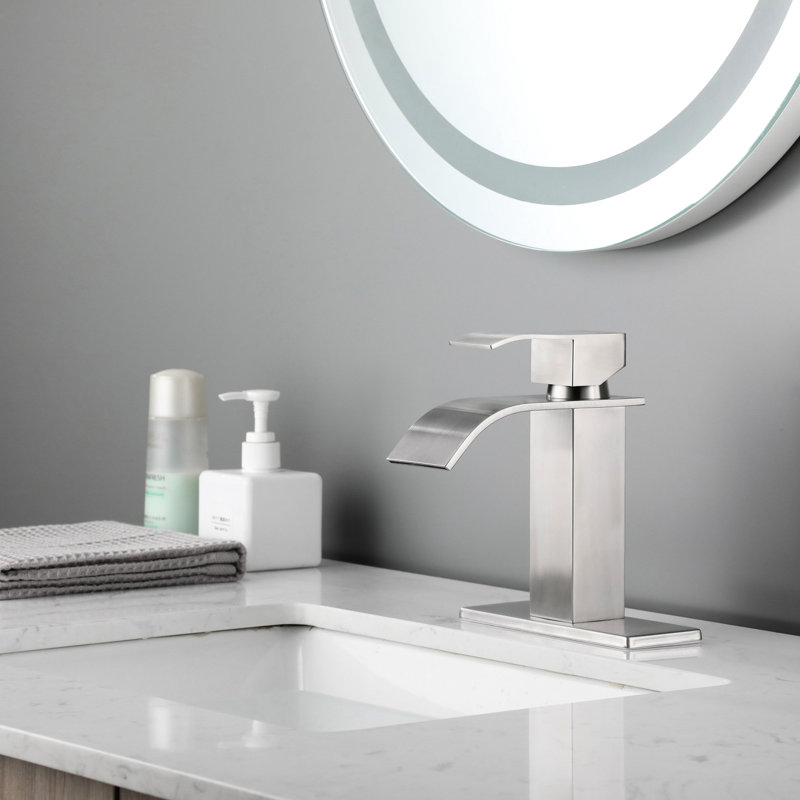 Robinet en nickel brossé à cascade, acier inoxydable à poignée simple pour robinet d'évier de salle de bain, Nickel brossé