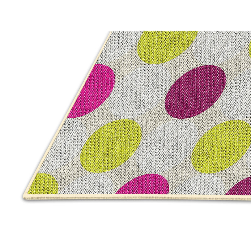 Gris à pois rose/vert/Tapis décoratif gris Richarson, Rectangle 5 pi x 7 pi