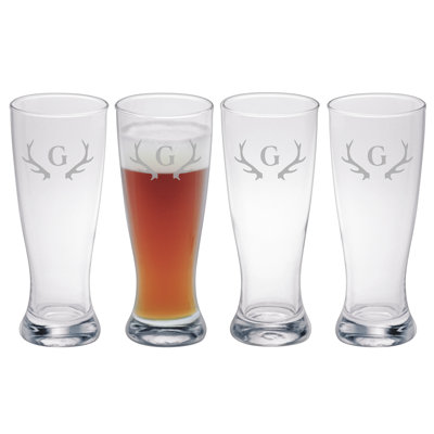 Antlers Monogram 20oz. Pilsner Glass Set