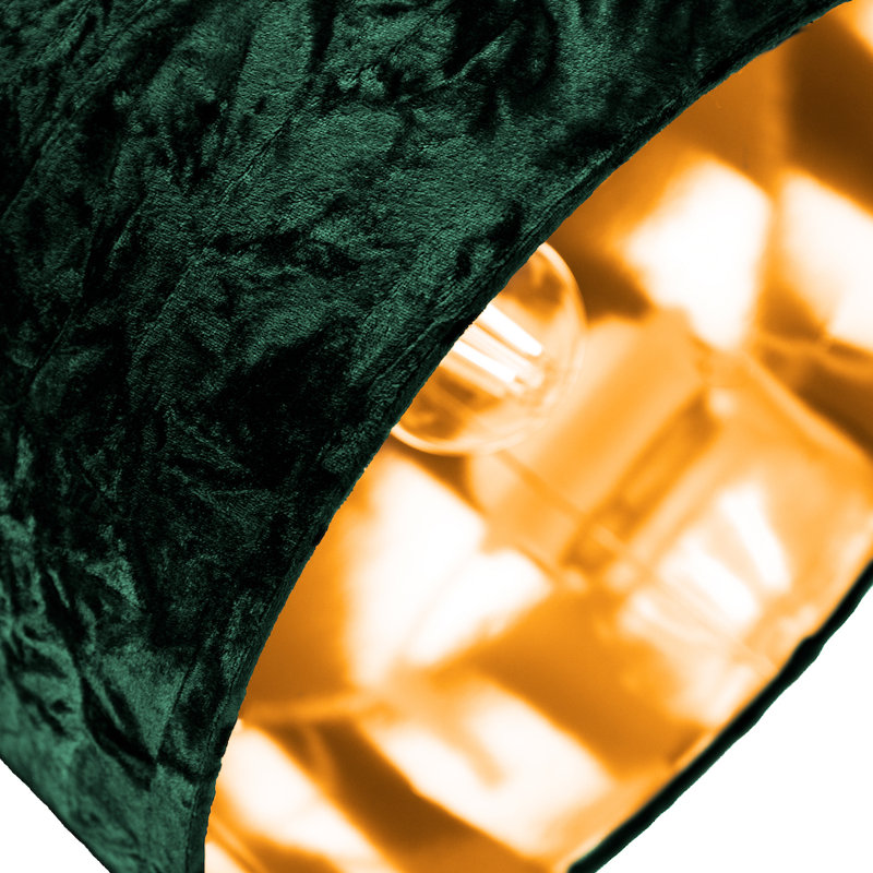 30cm Velvet Drum Lamp Shade, Forest Green, 22cm H x 35cm W x 35cm D