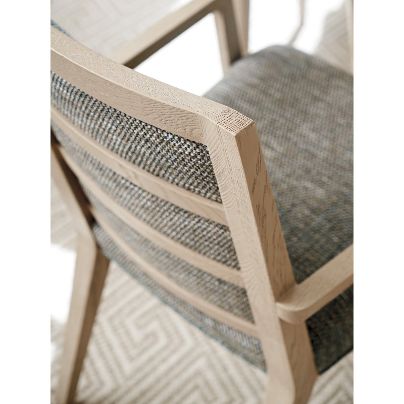 Sunset Key Upholstered Back Arm Chair, Gray Polyester
