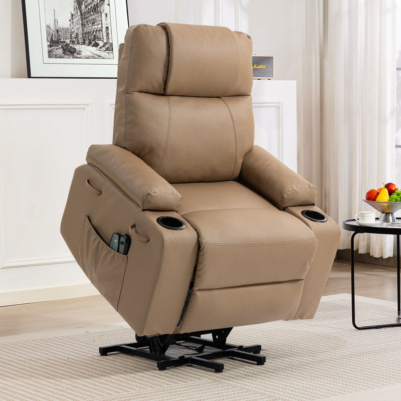 Power Lift Recliner Chair For Elderly With Massage & Heat, 160° Adjustable Pu Leather Electric Recliner With Remote,  For Living Room, Bedroom
