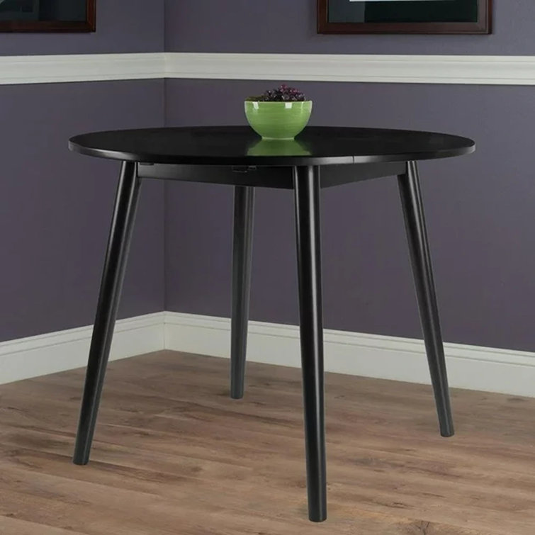 Conell 36" Round Drop Leaf Table Black Finish