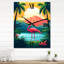 Horloge murale flamant rose dans un paysage tropical I - Animaux-99637796