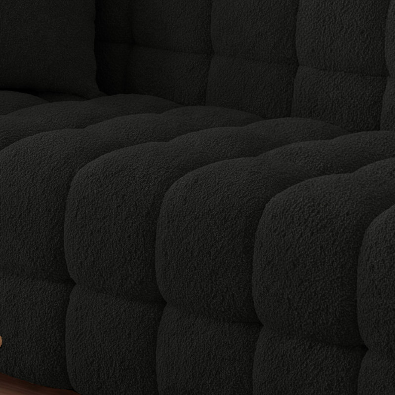 Canapé moderne rembourré de 75 pouces avec coussins à ressorts ensachés, Black