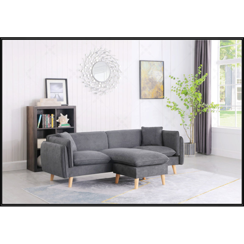 Canapé modulaire en tissu gris foncé de 86,5 pouces avec méridienne Brayden, réarrangeable et confortable pour les espaces de vie modernes
