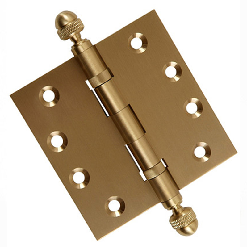 Charnière de porte simple en laiton massif à roulement à billes H 4 po x l 4 po, Laiton satiné