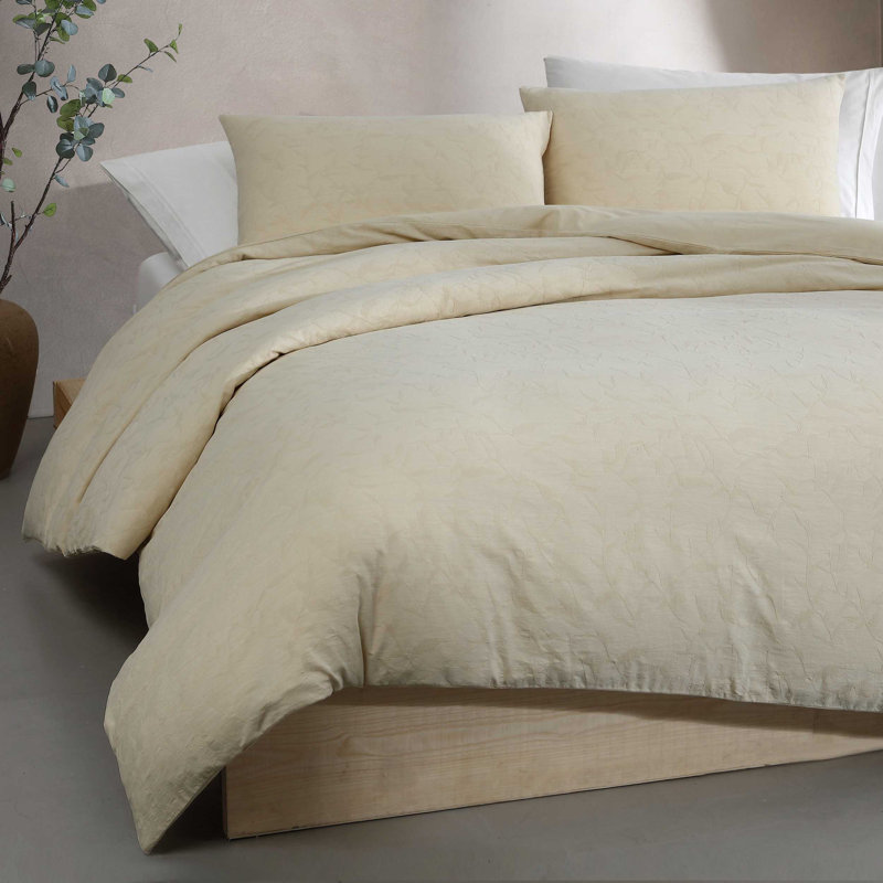 Ensemble de housse de couette Calvin Klein, Housse de couette pour grand lit et 2 taies décor, Floral beige