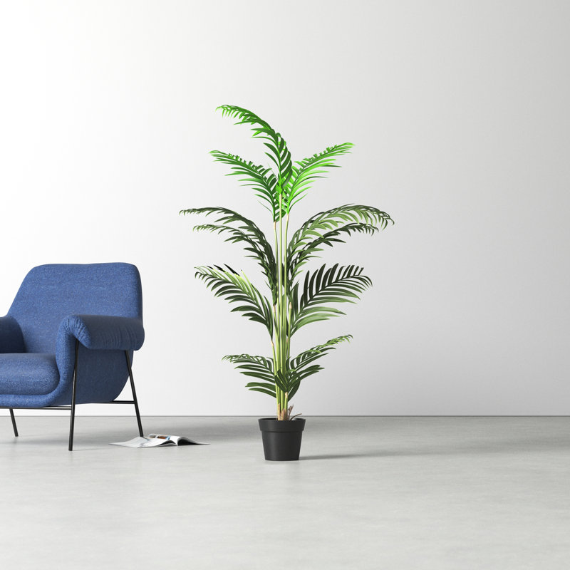 Faux Palm Tree in Pot, 56" H x 32" W x 32" D