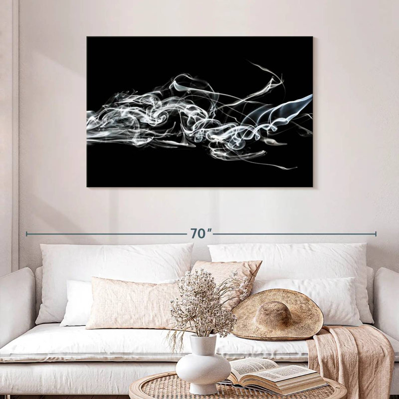 Senne Abstract White Smoke - Shark, 30" H x 45" W
