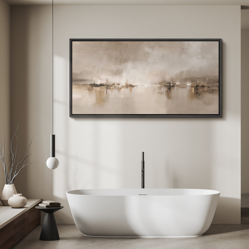 Grande impression sur toile encadrée, impression de paysage abstrait pour la décoration intérieure moderne, Noir