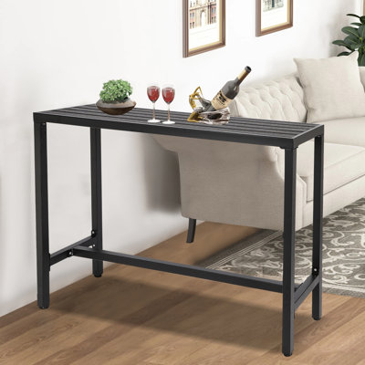 Levicy Outdoor Bar Table,  Rectangular Standing Height Table,