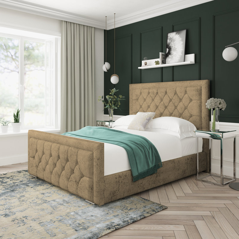 Maple Marble Upholstered Ottoman Bed Frame, Small Double (4'), Mink