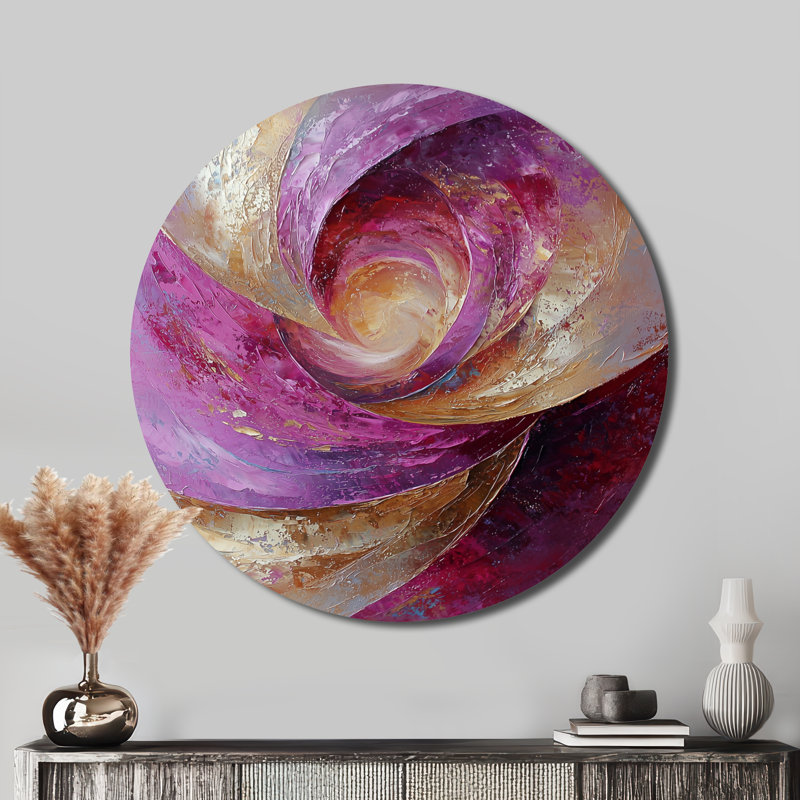 Cyme - Art mural rond moderne abstrait en métal, H 23 po x l 23 po