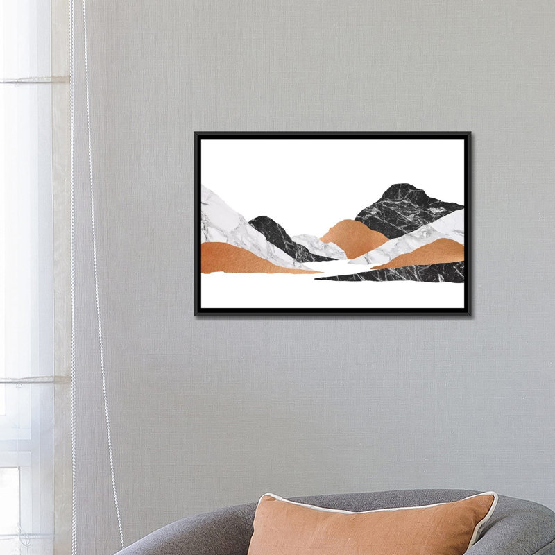 «Marble Landscape II», impression sur toile, H 18 po x l 26 po x P 1,5 po, Toile avec cadre noir, Pas de tapis