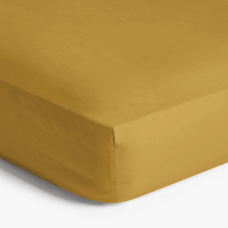 Angelka Microfiber Brushed Deep Fitted Bed Sheet, Double (4'6), Ochre