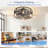  20" Walnut Caged Flush Mount Ceiling Fan with Light, Remote , Reversible 6 Speed Quiet DC Motor, Farmhouse Rustic Fandelier-639788401-640122098
