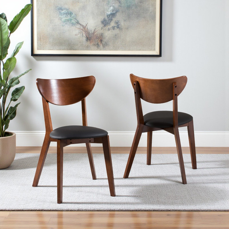 Jaxon Faux Leather Side Chair in Natural Oak Finish and Black, 31.5'' H X 17.56'' W X 19.69'' D