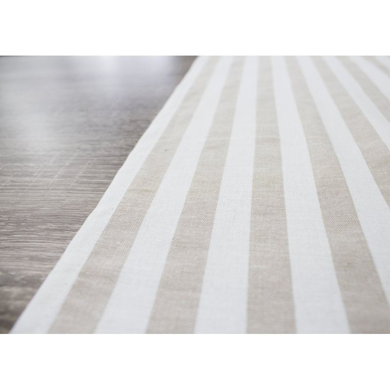 Beige Striped Everyday Design Cotton Table Runner, 36" x 16"