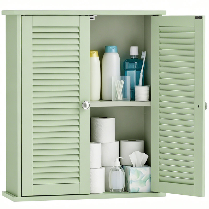 Freestanding Bathroom Cabinet, Light Green