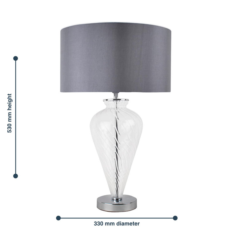Mariefred Metal Table Lamp, Grey, Clear