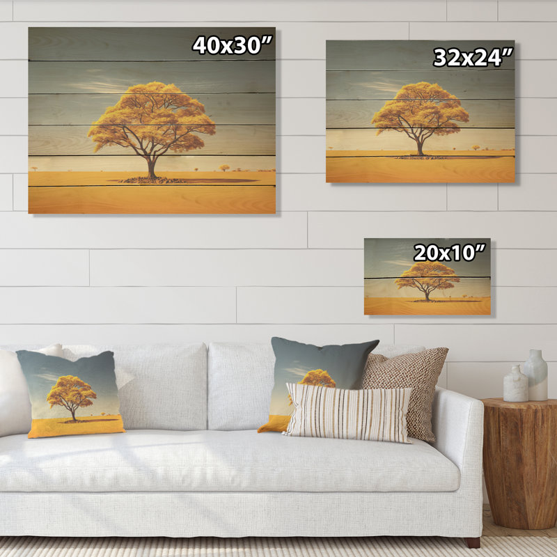 Arbre africain africain - Art africain sur bois de pin naturel, H 10 po x l 20 po