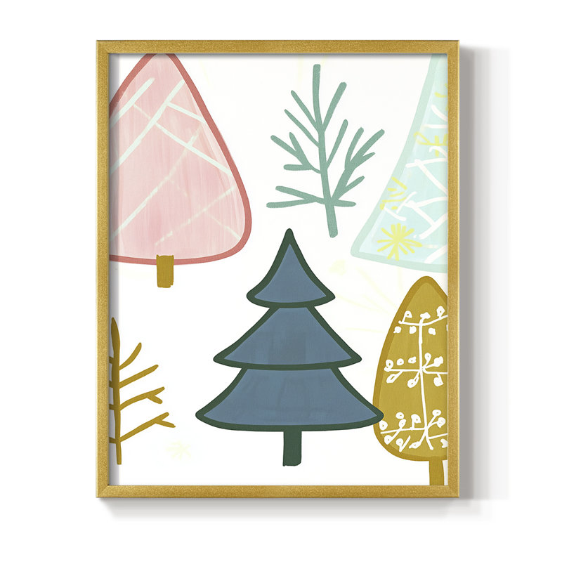 «Christmas Holiday Art CCLXVI», reproduction d'art encadrée - bois massif, H 21 po x l 17 po, Doré