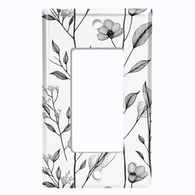 Couvercle de plaque d'interrupteur en métal; Bascule GFI 1 taille US standard - Croquis floral élégant
