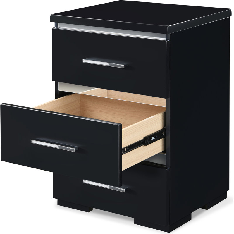 Table de chevet 3 tiroirs Sloan Belmont, Noir