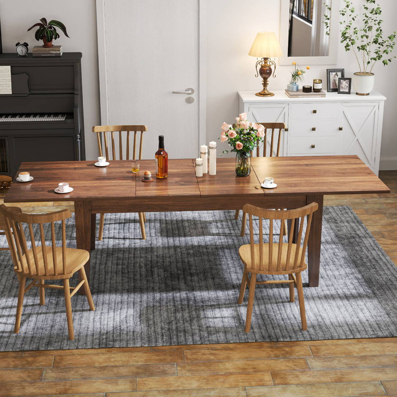 Grande table de salle à manger extensible de 71 à 106 po, Noyer, Noyer