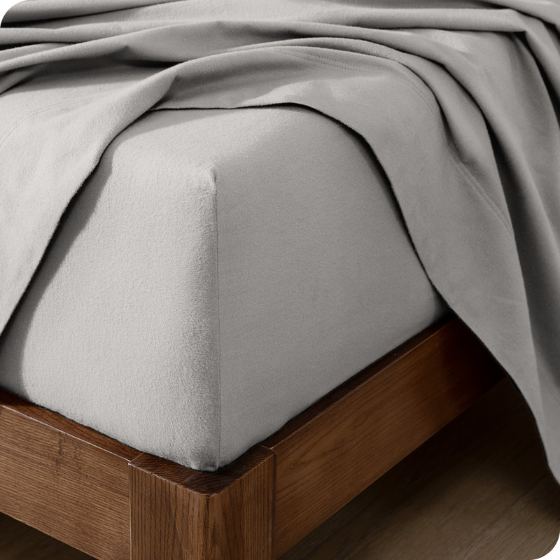 Light Grey King Cotton Flannel Deep Pocket Sheet Set