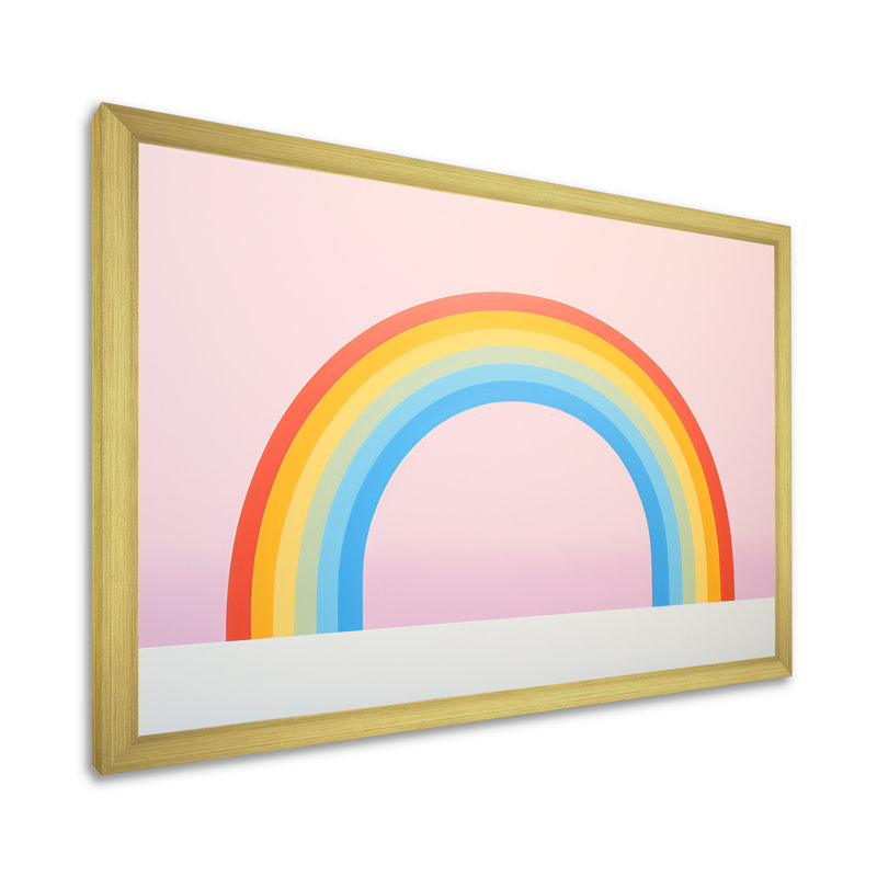 Minimalisme, arc-en-ciel, répit sur toile, H 34 po x l 44 po x P 1,5 po, Cadre doré simple