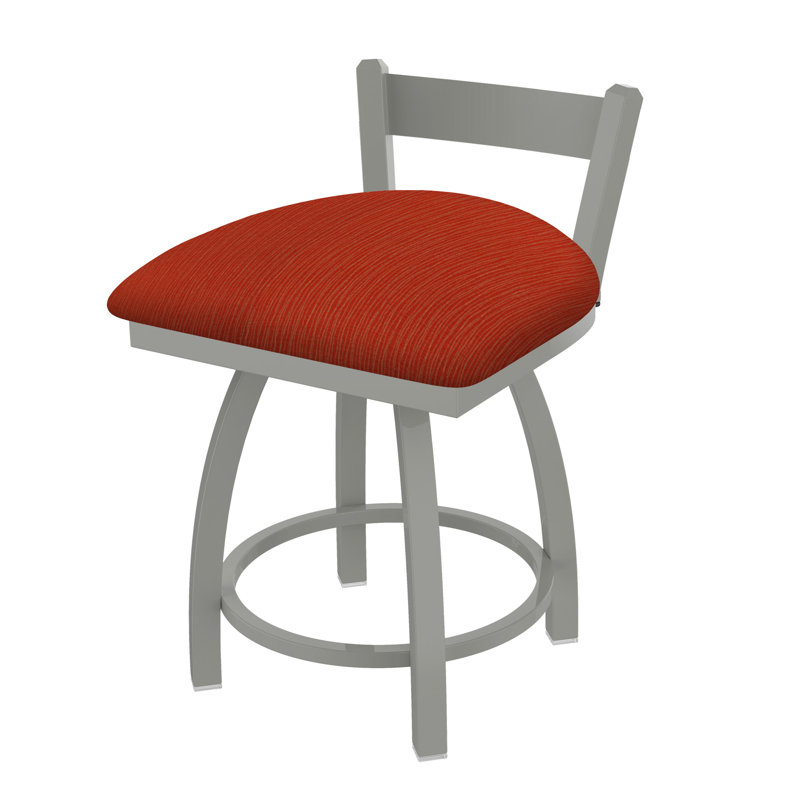 Tabouret de coiffeuse en métal Catalina, Nickel anodisé, Tissu graphique coquelicot