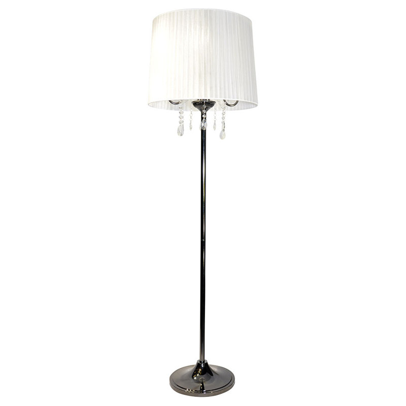 Joana 170cm Traditional Floor Lamp, Black Chrome, White