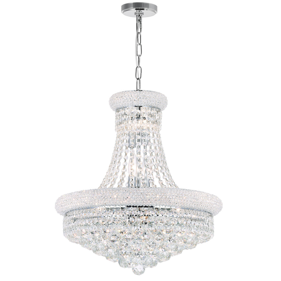 Andres Crystal 20" Chandelier for Dining Rooms Foyers Living Rooms Stairwells, 14-Light with E12 Bulb Base Rosdorf Park 