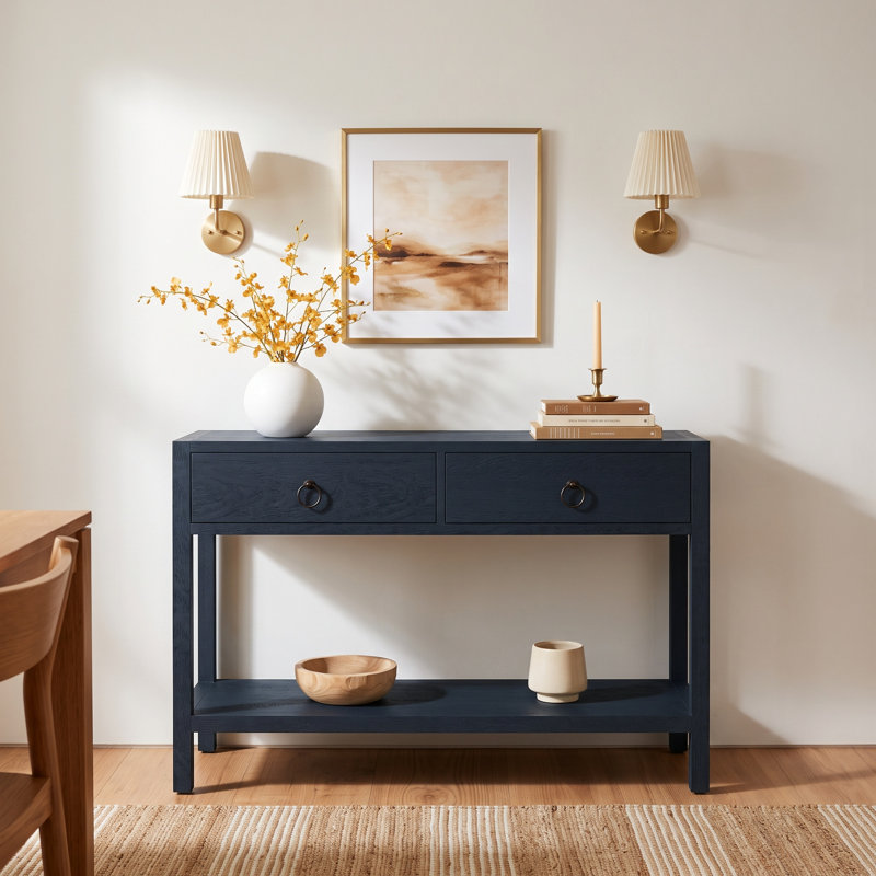 Elin 44" Console Table, Navy Blue