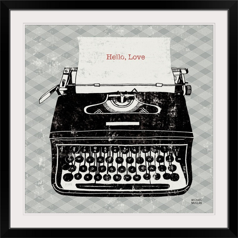 «Raison Vintage Analog Typewriter» par Michael Mullan, impression, Cadre noir, H 32 po x l 32 po x P 1 po