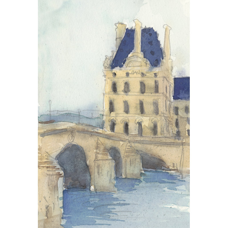 Along the Seine I by Samuel Dixon - Painting, Black Floater Framed, 46cm H x 30cm W