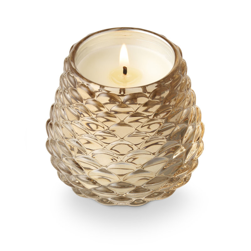Bougie en verre Woodfire, Doré