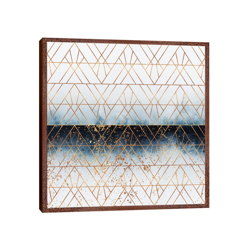 Winter Blue Geo by Elisabeth Fredriksson - Print on Canvas, 93.98 cm H x 93.98 cm W, Brown Framed