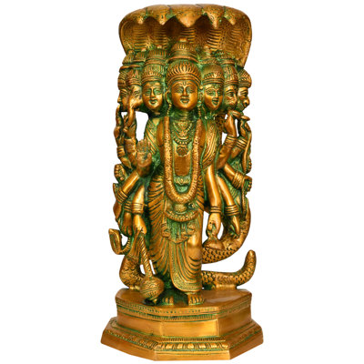 11" Handcrafted Brass Lord Vishnu Cosmic Avatar Statue - Hindu Vishvarupa Universal Form Sculpture for Home Decor, Spiritual Altar & Divine Protection - Traditional Sacred Art